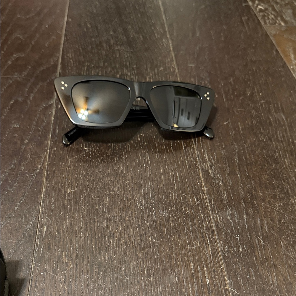 Celine Black Square Sunglasses with Dot Accents